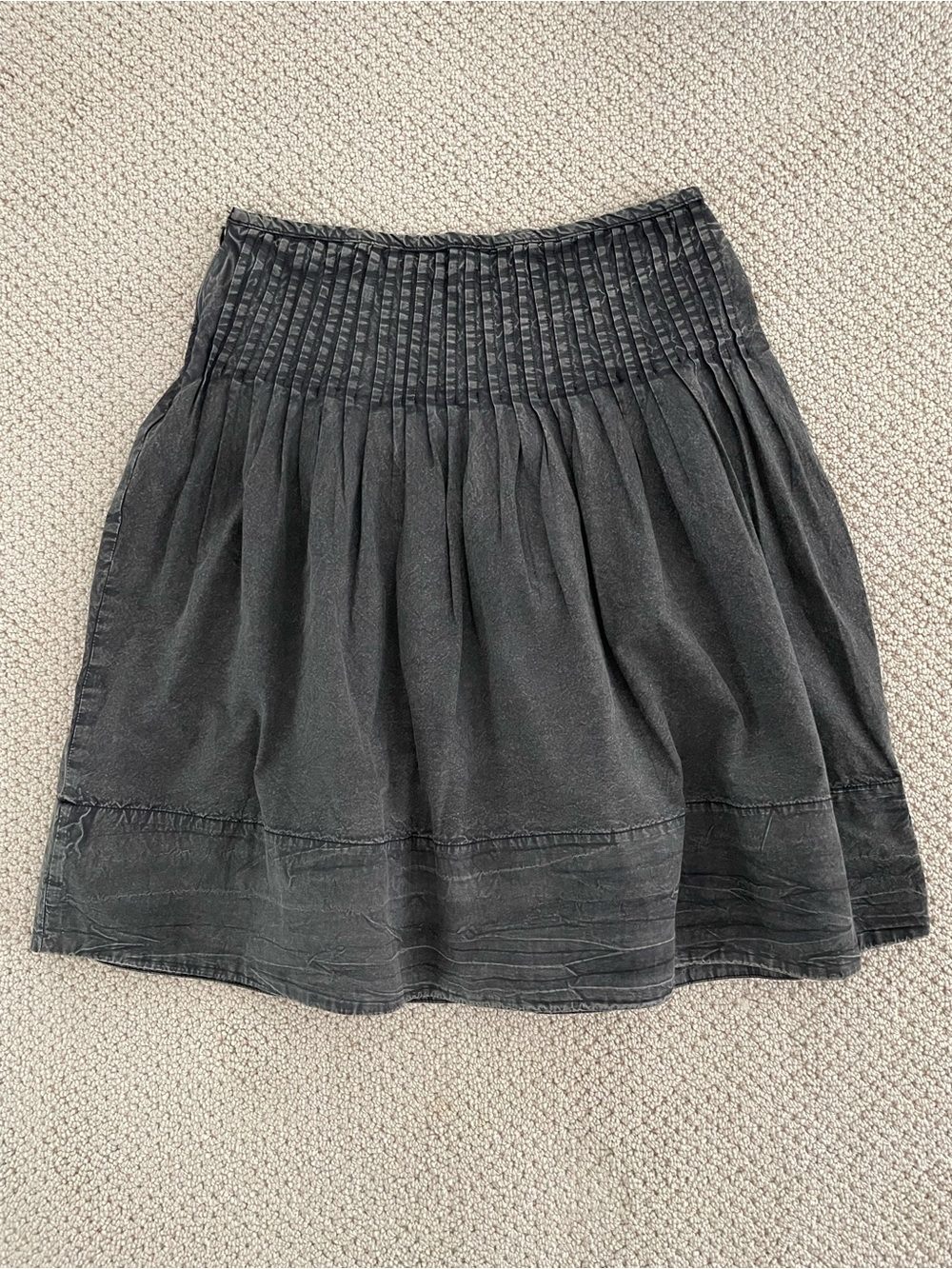 Free People Peyton Pintuck Skirt in Washed Black Size 10 - Picture 11 of 11